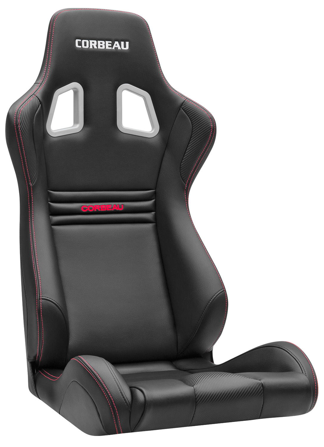Corbeau Sportline  Racing Seat, Evolution Fixed Back Black Vinyl / Carbon Red Stitch, 64901F